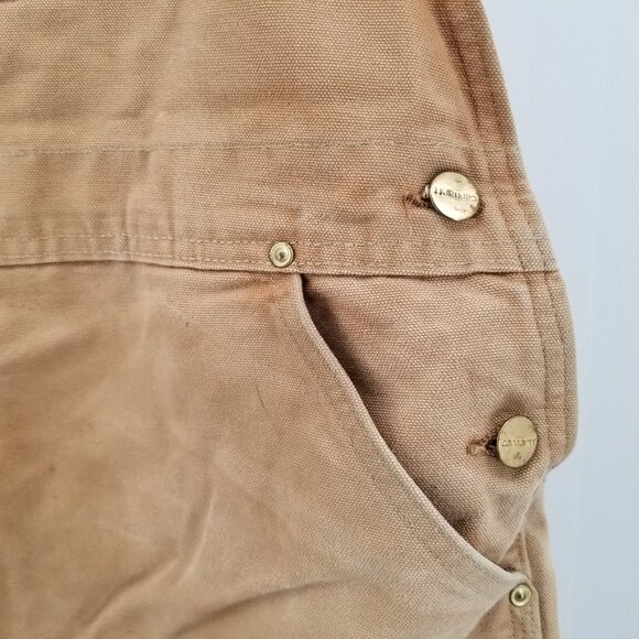 Vintage Carhartt Duck Canvas Overalls Distressed Double Knee Brown R01 42 x 30 - Picture 8 of 14